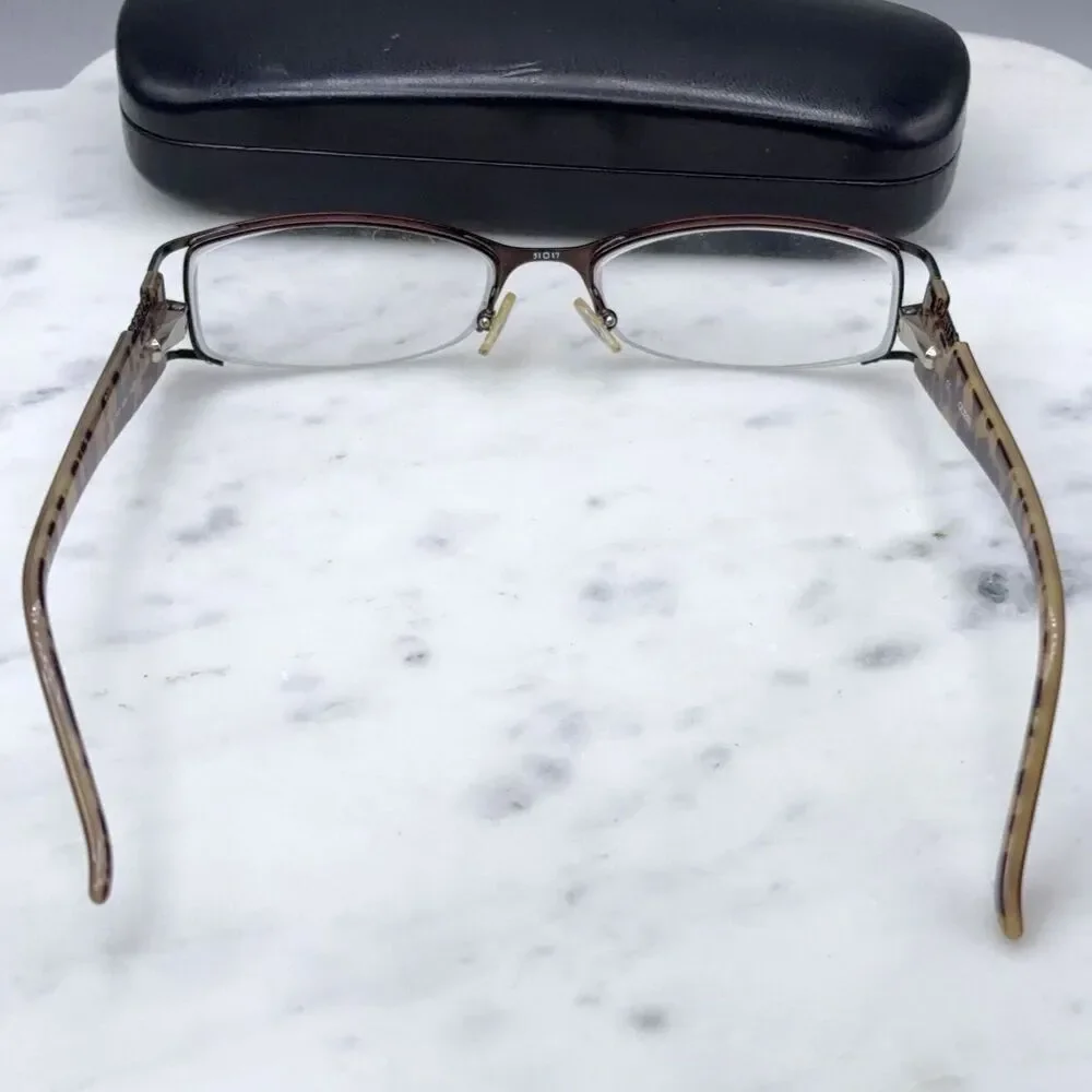 GUESS GU 1657 BRN Half Rim Brown Eyeglasses Frames Only with Case 51-17-135